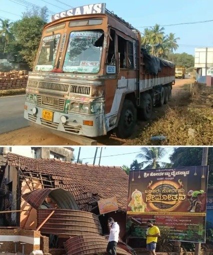 ಗುರುಪುರ: ಲಾರಿ ಡಿಕ್ಕಿ, ಬಸ್ ತಂಗುದಾಣ ಹಾಗೂ ಕಚೇರಿ ಸಂಪೂರ್ಣ ಜಖಂ