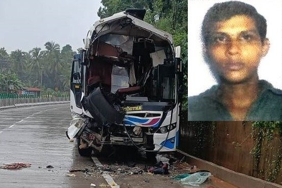 ನಿಲ್ಲಿಸಿದ್ದ ಹಿಟಾಚಿಗೆ ಖಾಸಗಿ ಬಸ್ ಢಿಕ್ಕಿ- ಓರ್ವ ಮೃತ್ಯು